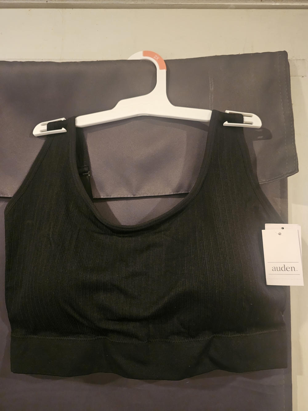 Auden Black Ribbed Seamless Scoop Bralette Top